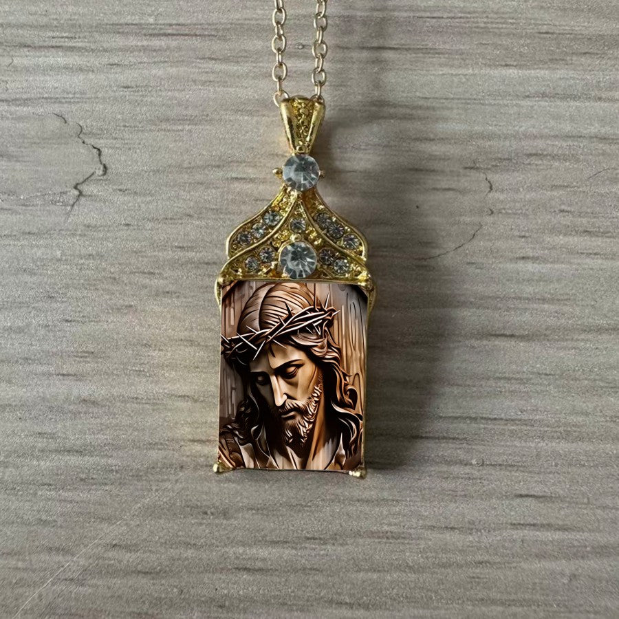 Crown of Thorns Portrait Pendant Necklace
