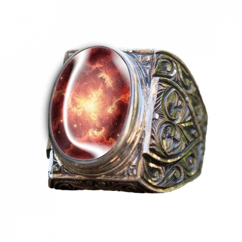 Red Nebula Carved Ring