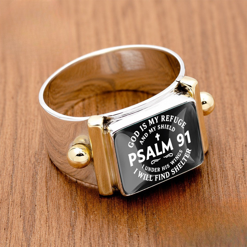 Psalm 91 Refuge Square Ring