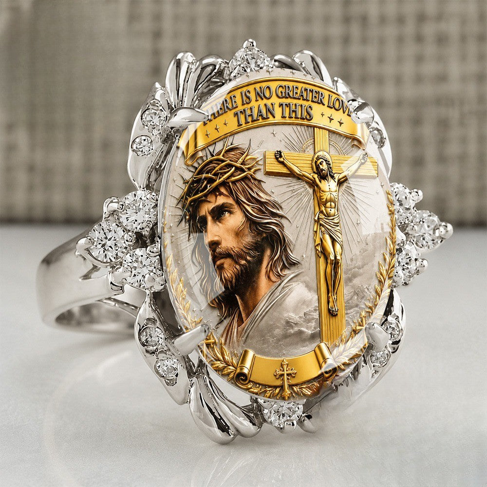 Crucifix & Portrait Statement Ring