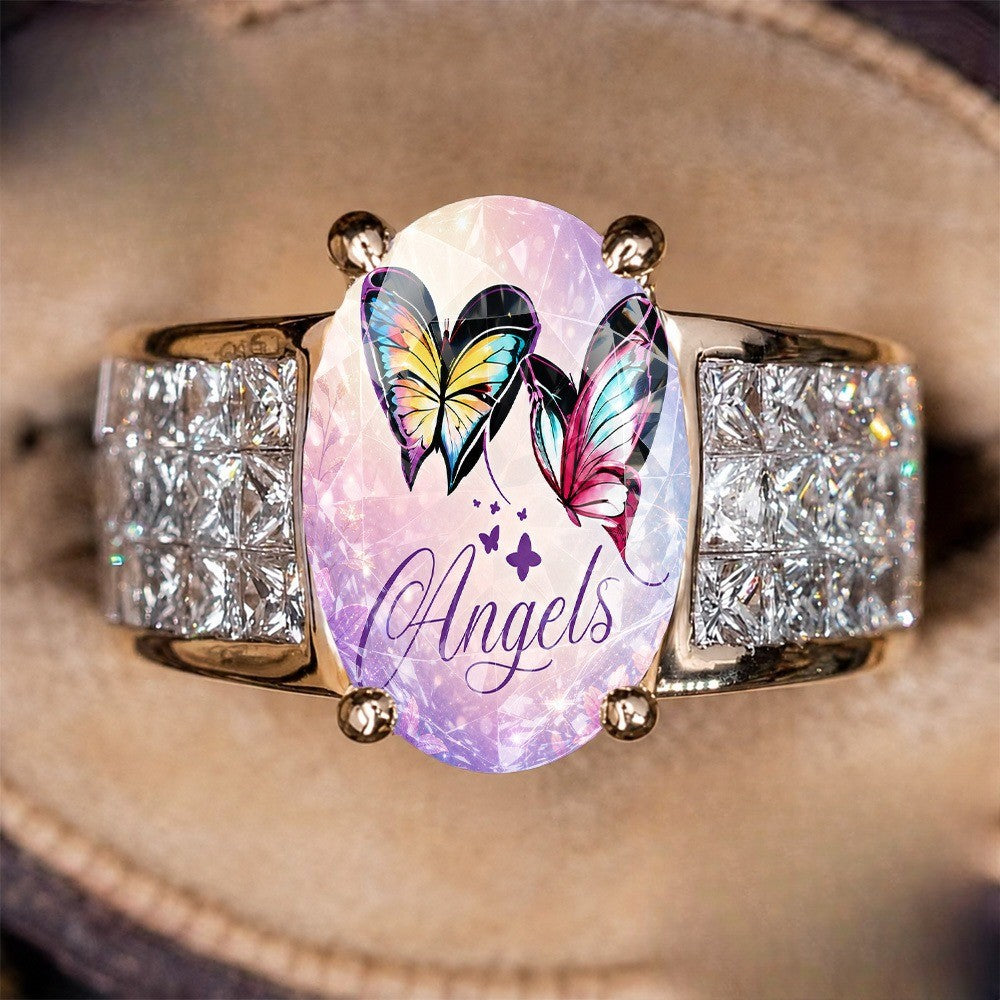 Iridescent Butterfly Angel Ring