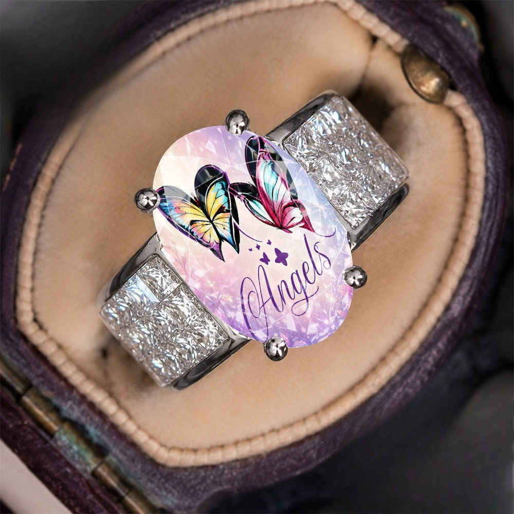 Iridescent Butterfly Angel Ring