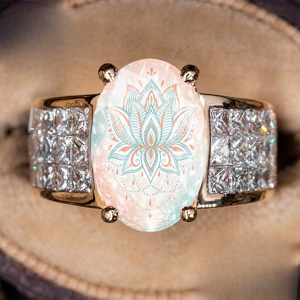 Iridescent Lotus Oval Ring