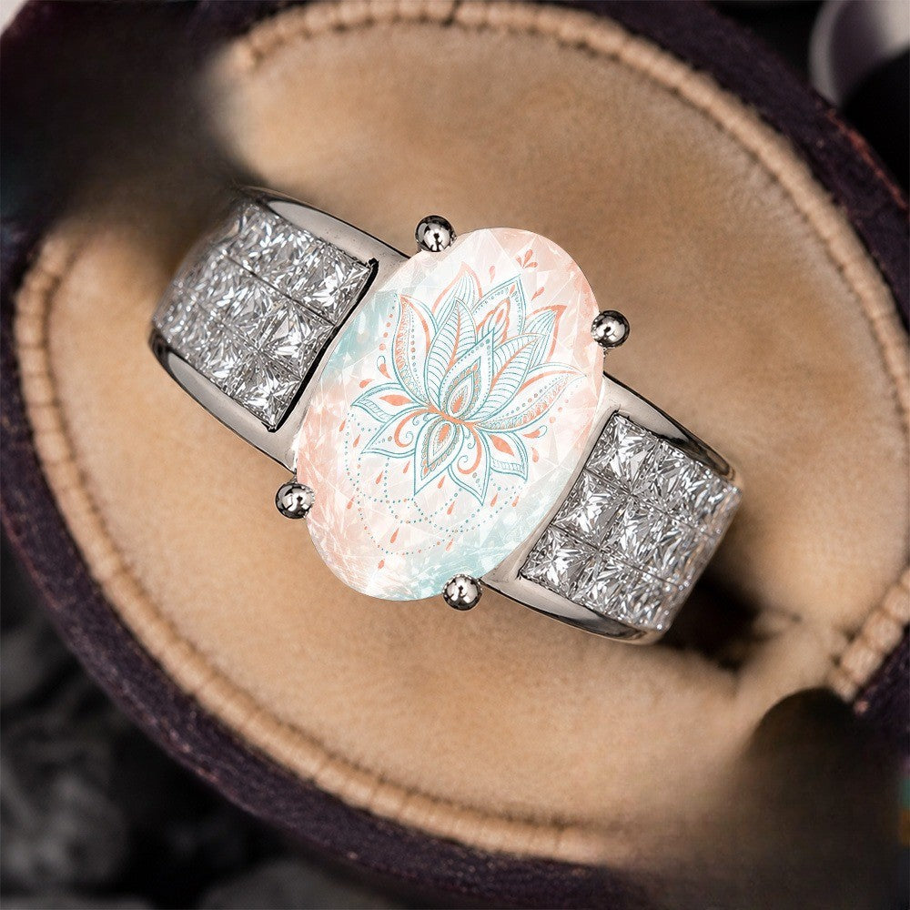 Iridescent Lotus Oval Ring