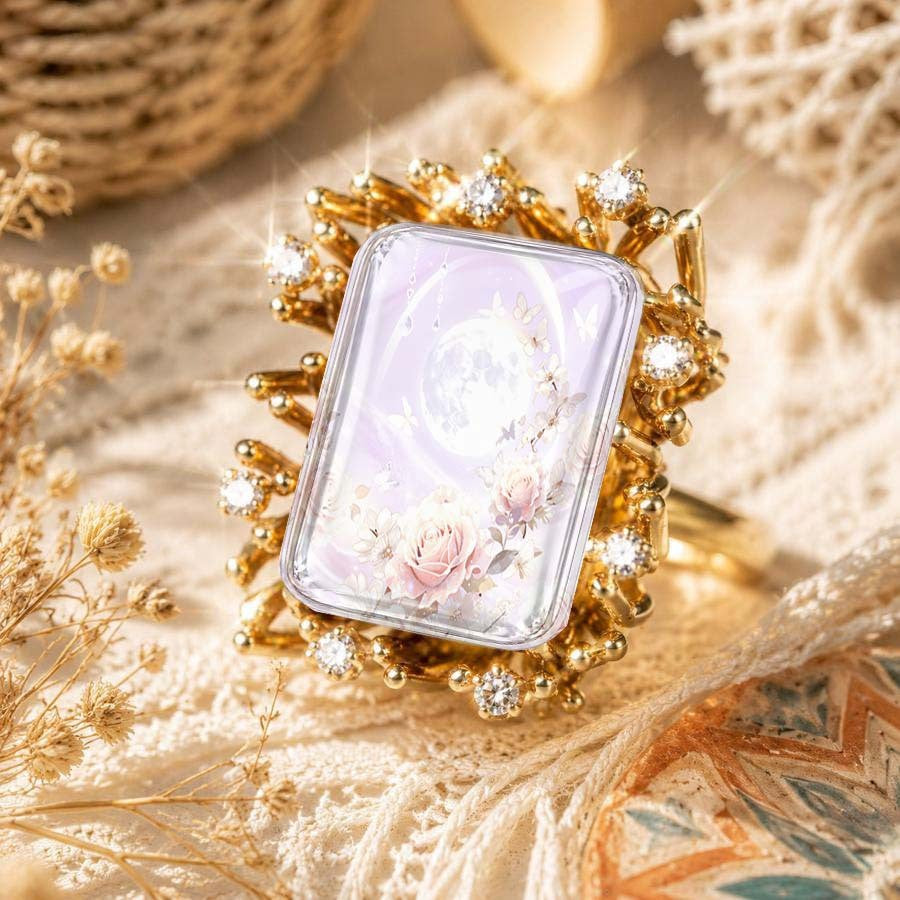 Moon & Rose Statement Ring