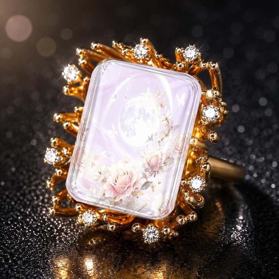 Moon & Rose Statement Ring