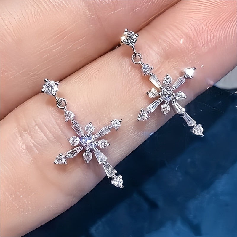 Crystal Cross Drop Earrings