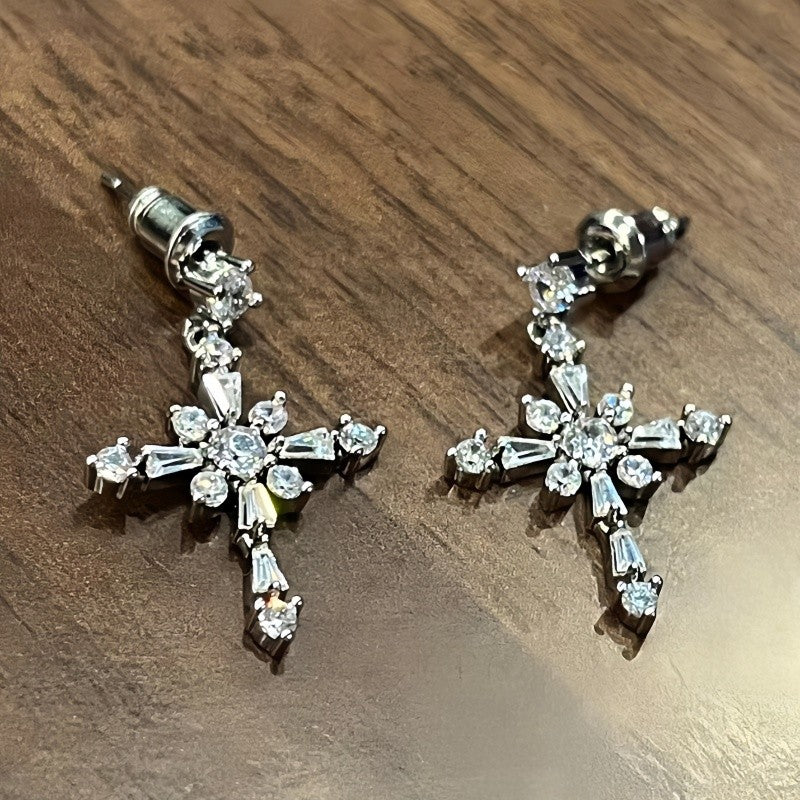 Crystal Cross Drop Earrings