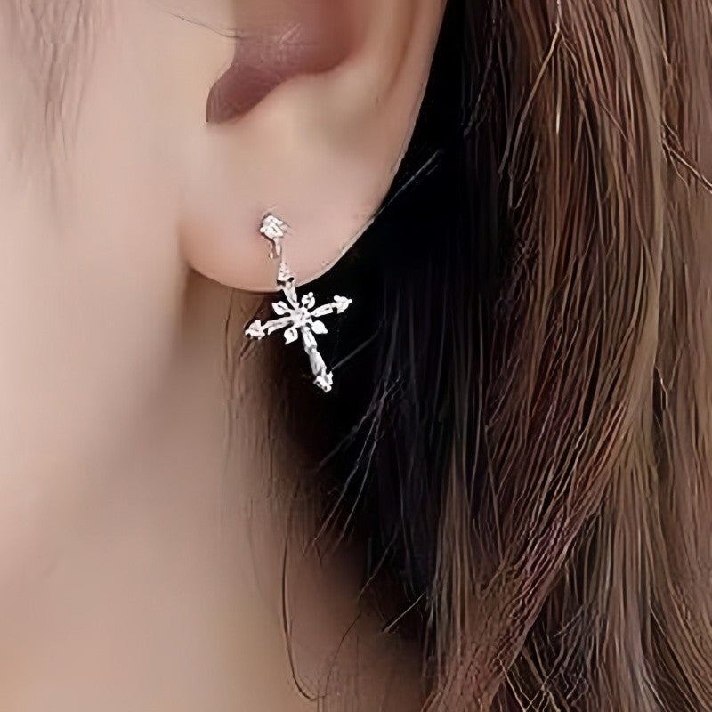 Crystal Cross Drop Earrings