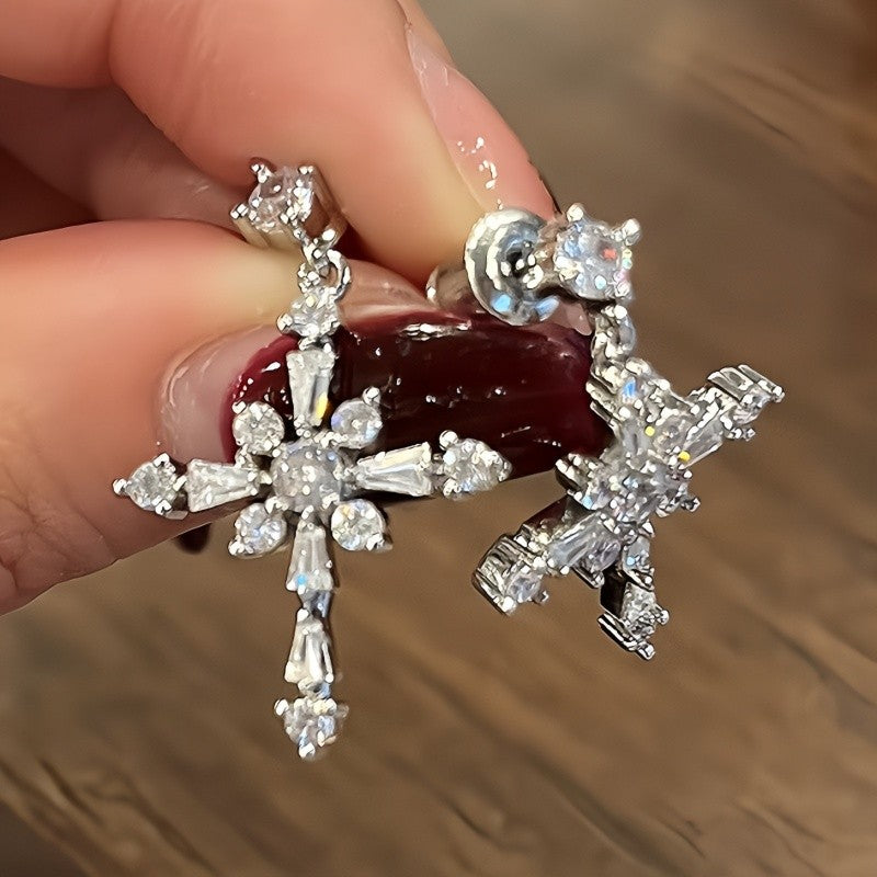 Crystal Cross Drop Earrings
