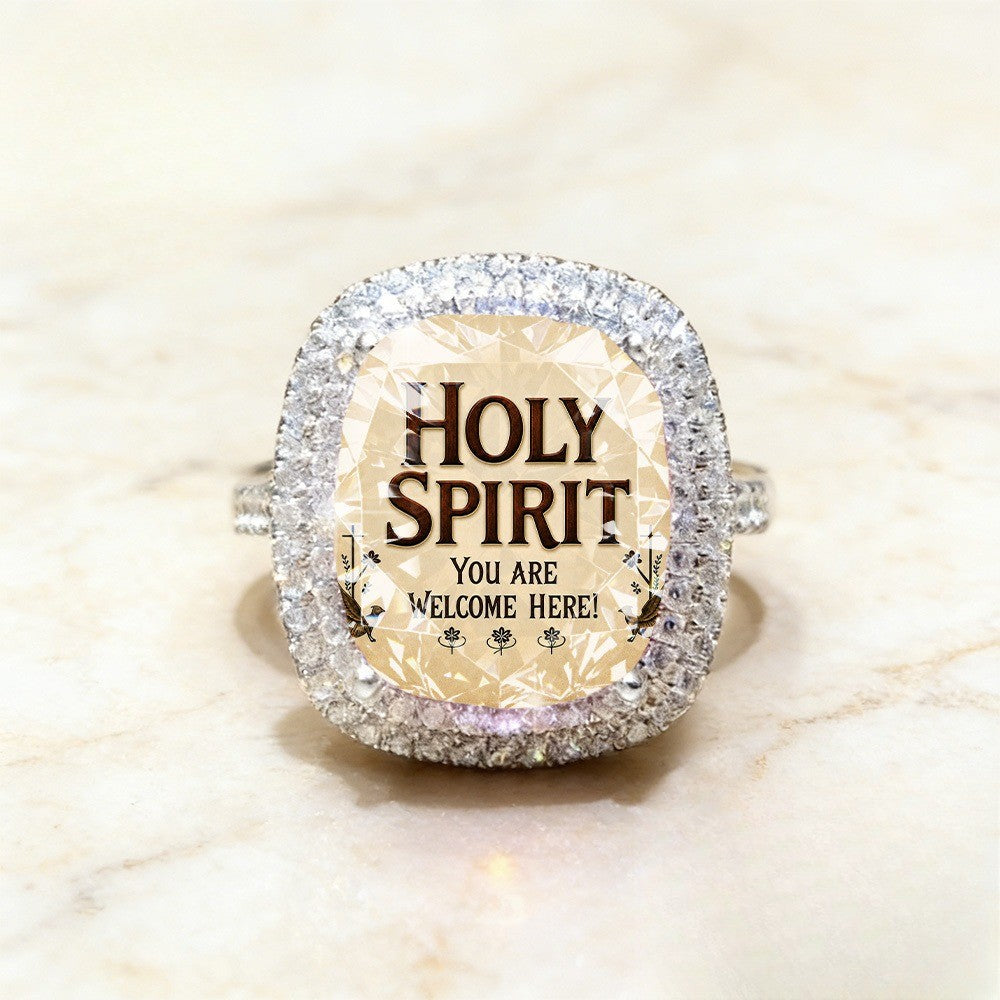 Holy Spirit Square Statement Ring