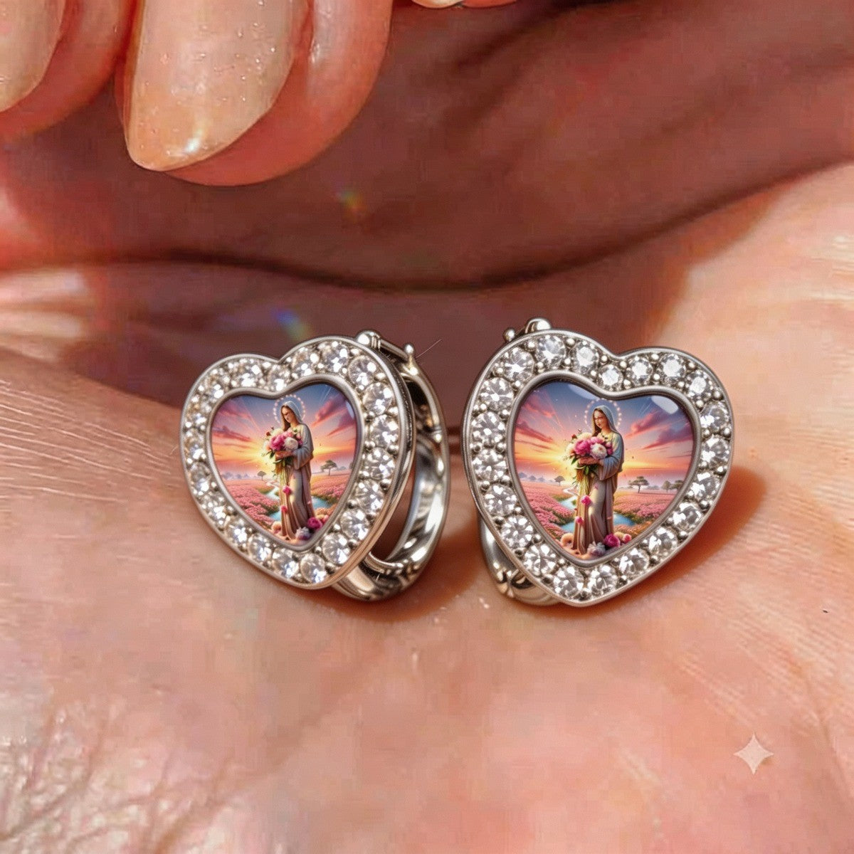 Crystal Heart Faith Earrings