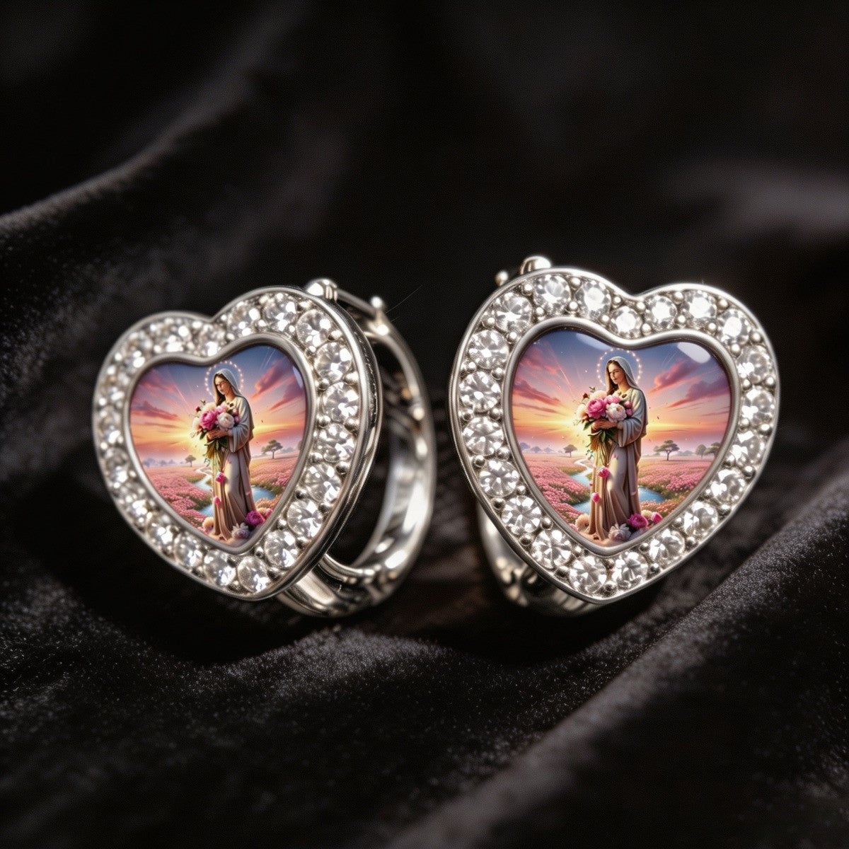 Crystal Heart Faith Earrings