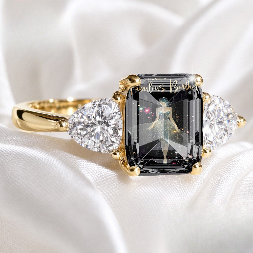 Rectangular Crystal Figure Ring