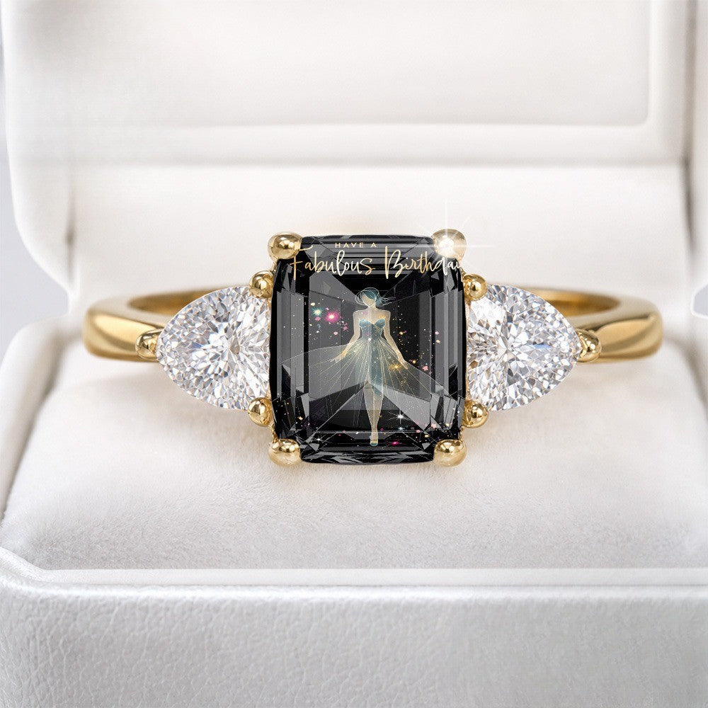 Rectangular Crystal Figure Ring