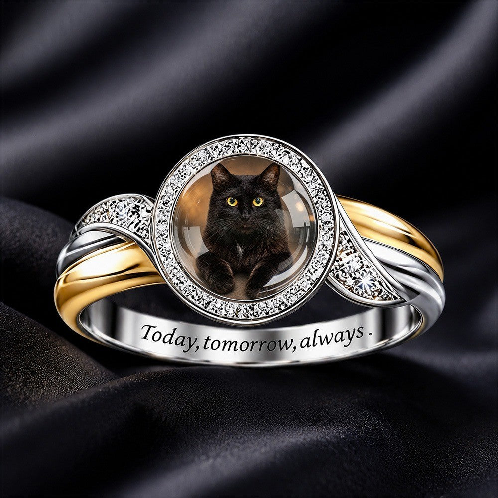 Black Cat Portrait Ring