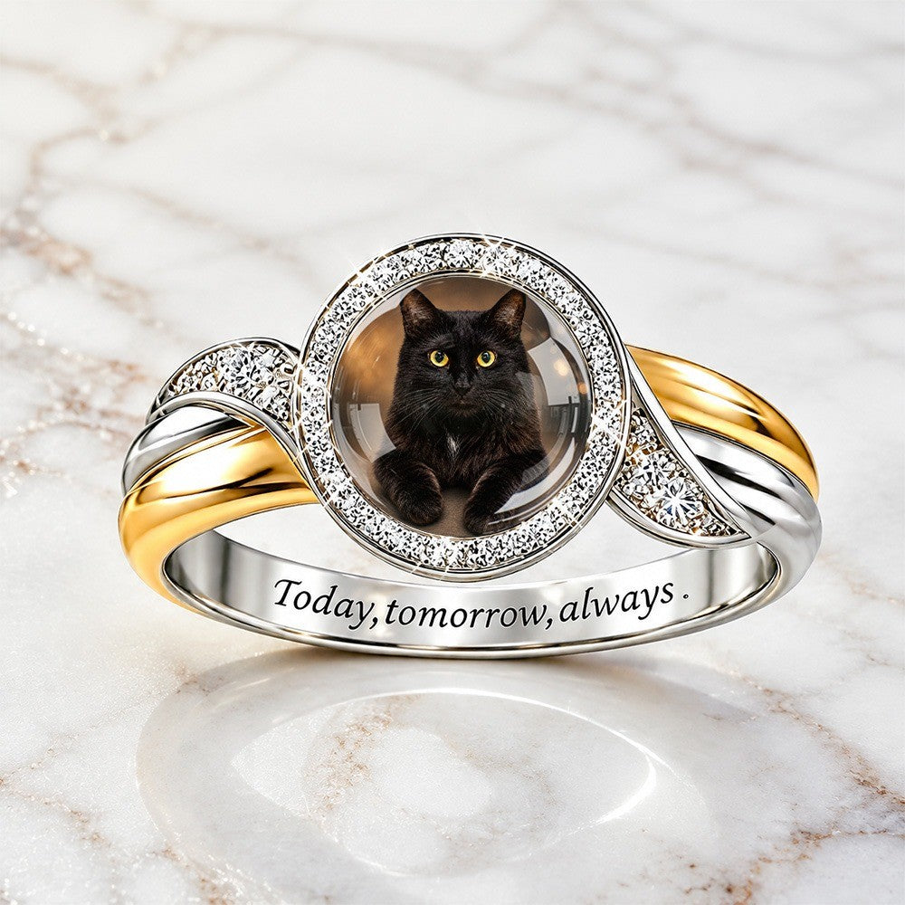 Black Cat Portrait Ring