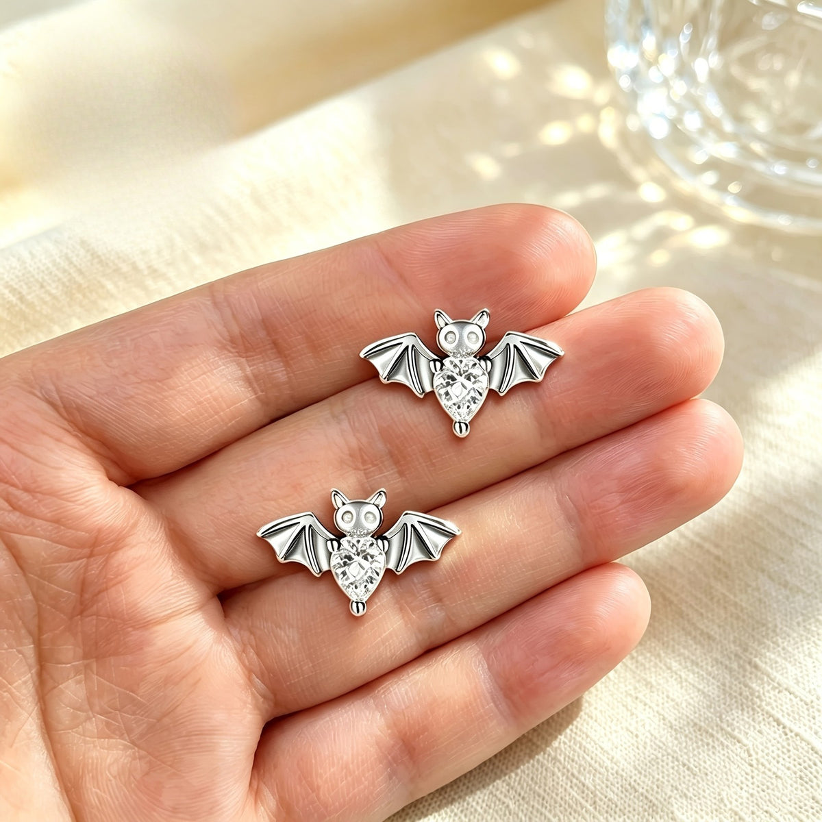 Crystal Bat Stud Earrings