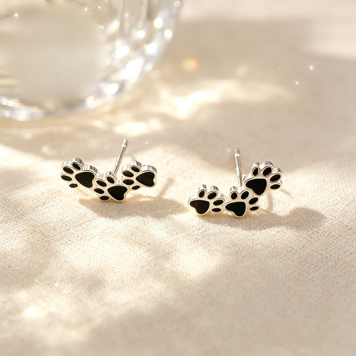 Black Paw Print Climber Earrings