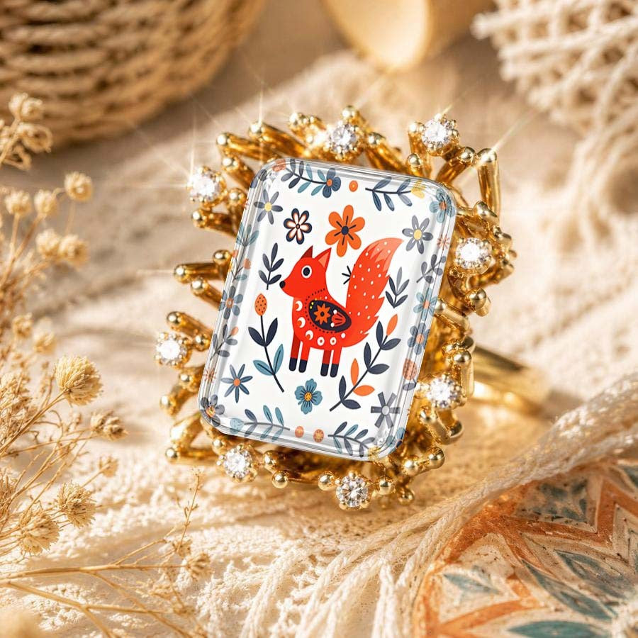 Folk Art Fox Statement Ring