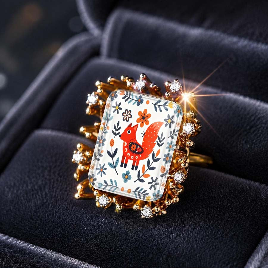Folk Art Fox Statement Ring