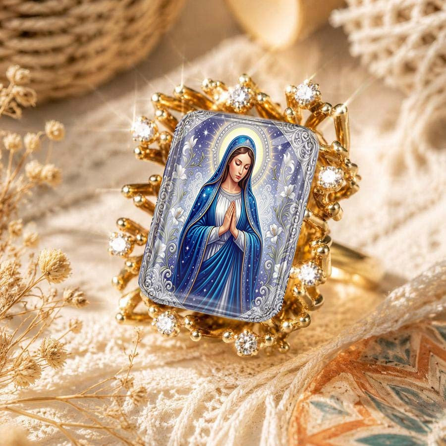 Praying Virgin Mary Statement Ring