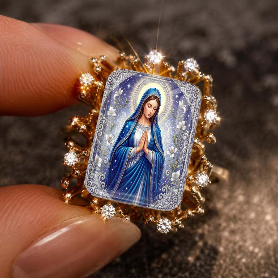 Praying Virgin Mary Statement Ring