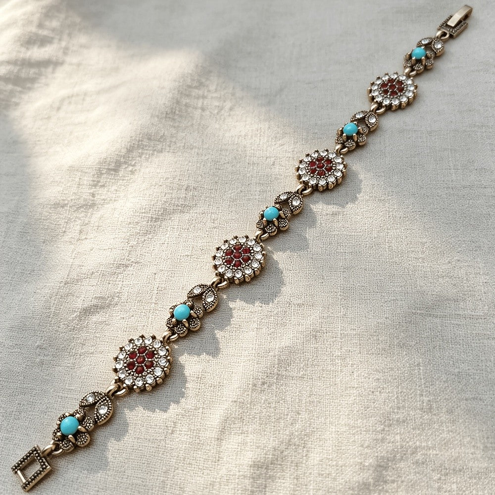 Turquoise Sunflower Crystal Bracelet