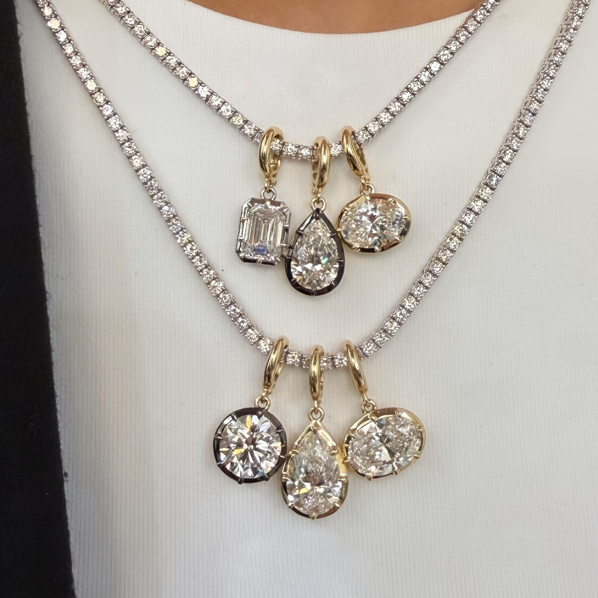 Mixed Cut Crystal Charm Necklace