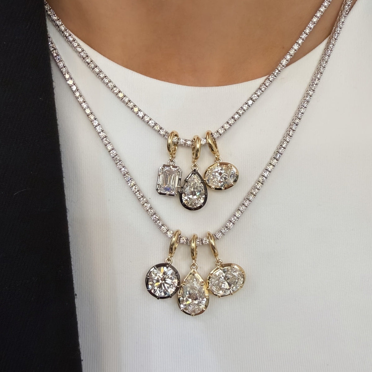 Mixed Cut Crystal Charm Necklace