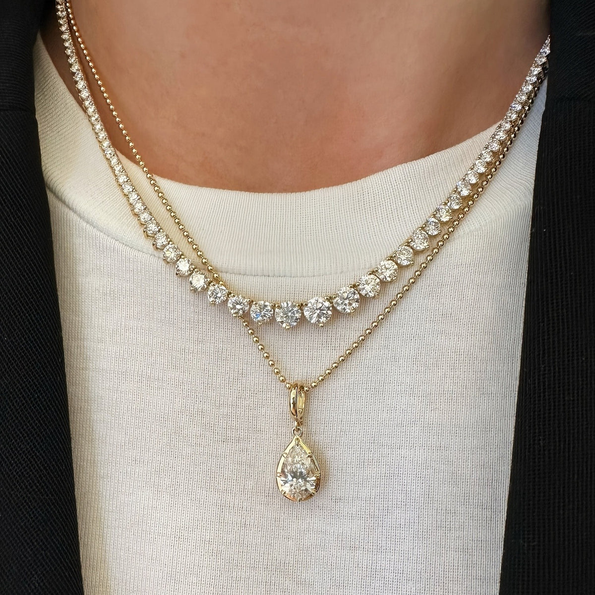 Mixed Cut Crystal Charm Necklace