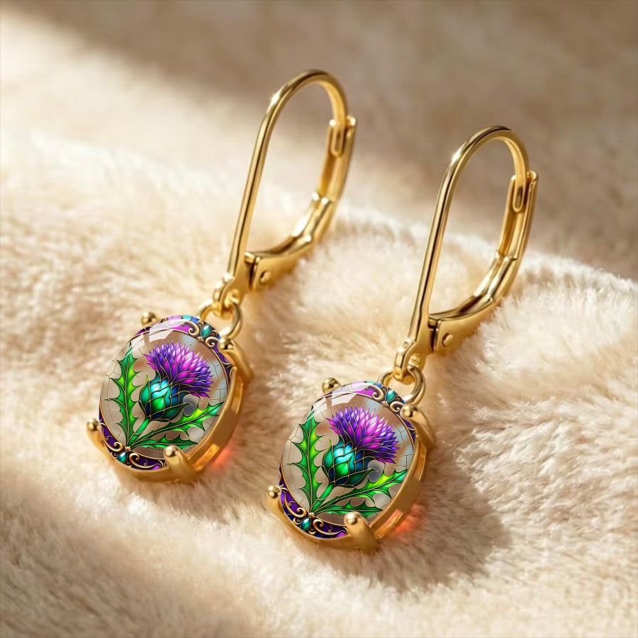 Purple Thistle Glass Earrings