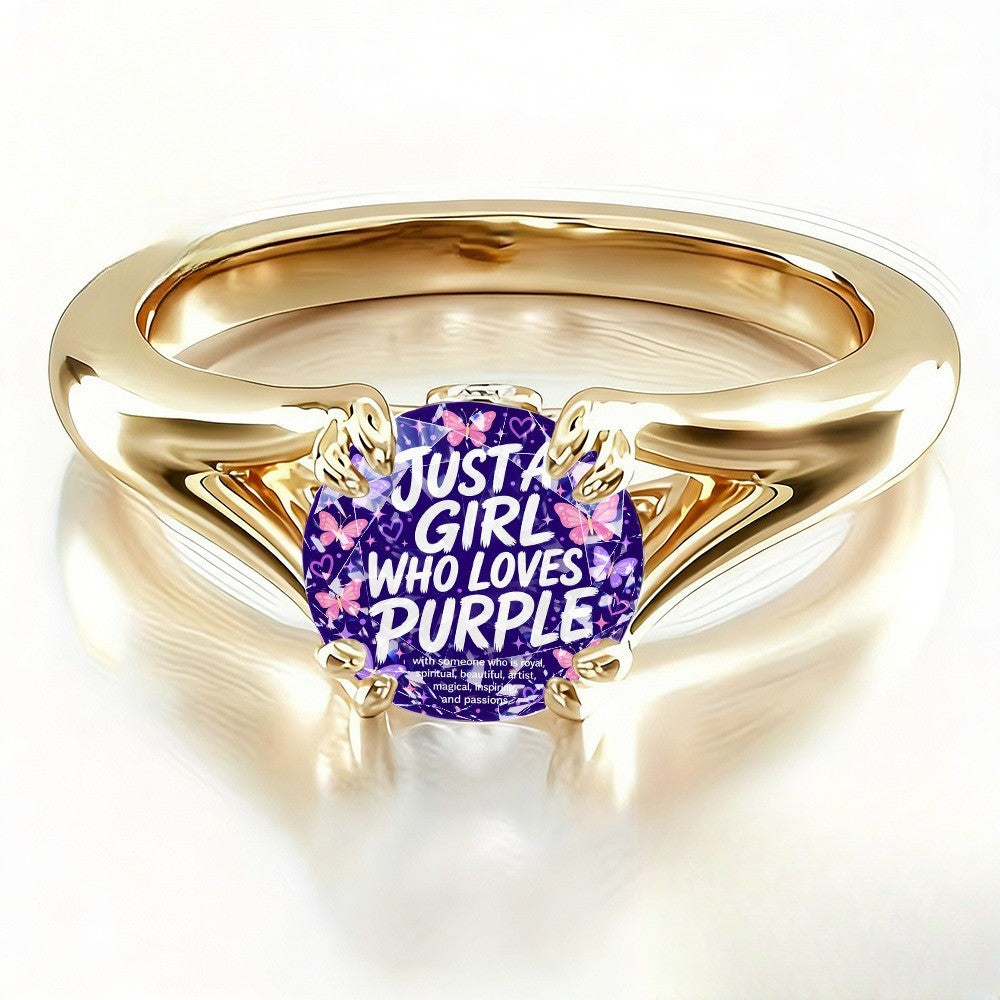 Purple Butterfly Quote Ring