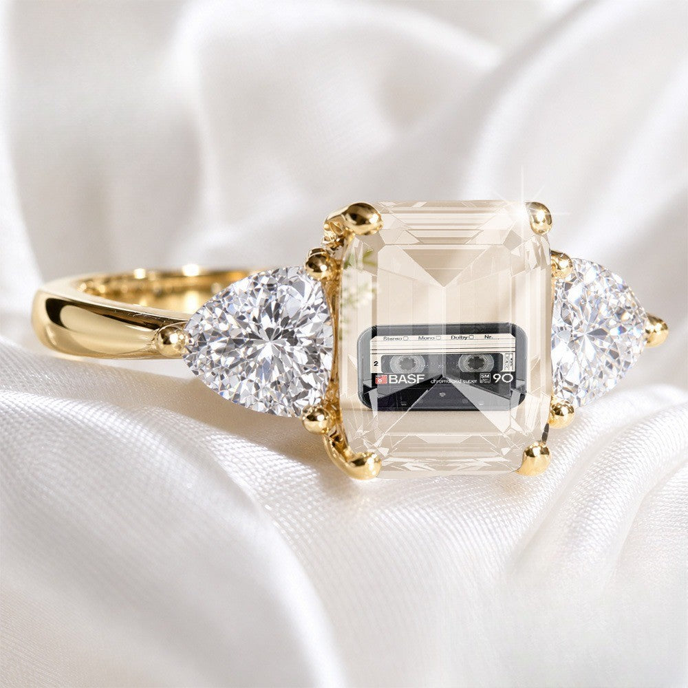 Retro Cassette Three-Stone Ring