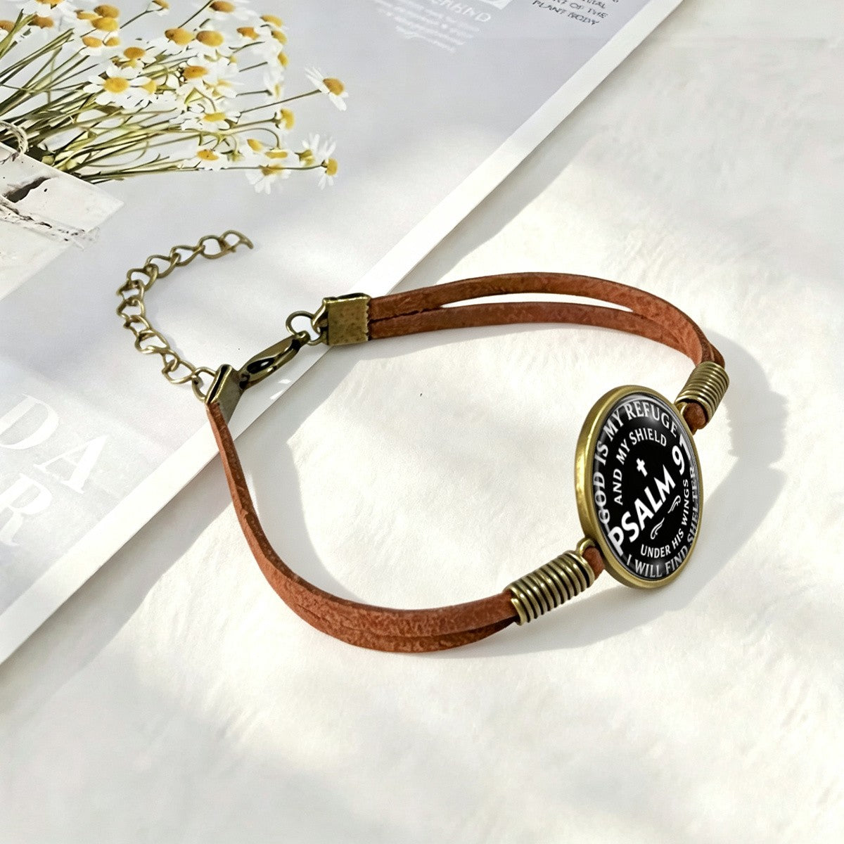 Psalm 91 Round Glass Bracelet