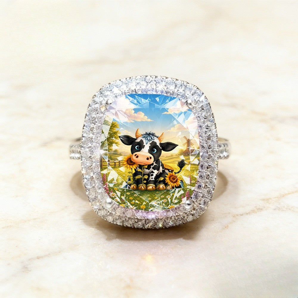 Pastoral Cow Square Ring