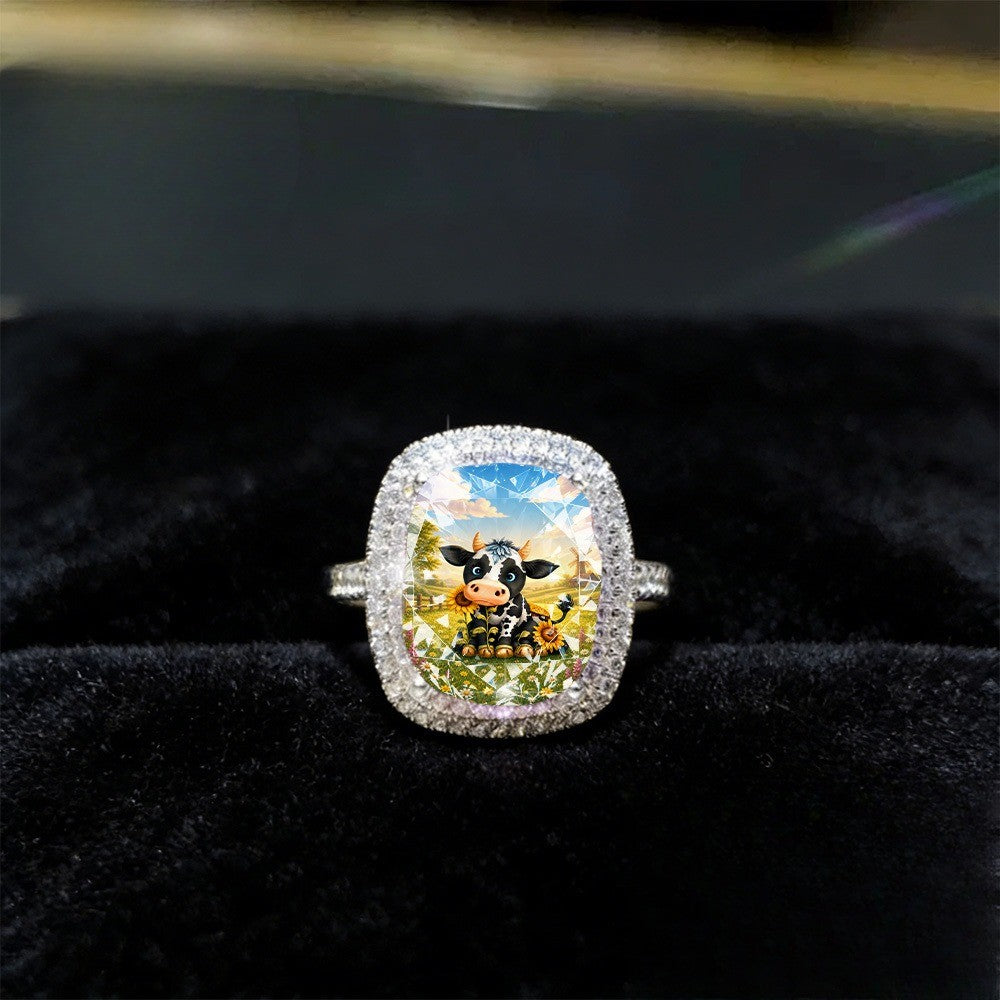 Pastoral Cow Square Ring