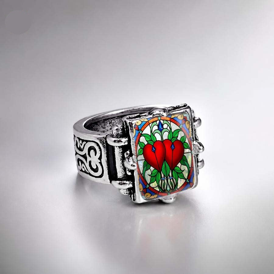 Stained Glass Double Heart Ring