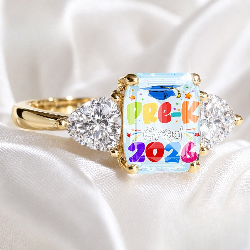 Colorful Graduation Three-Stone Ring