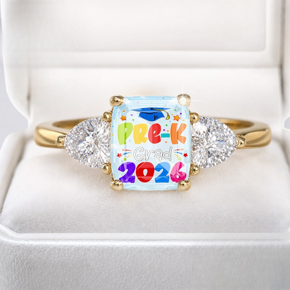 Colorful Graduation Three-Stone Ring
