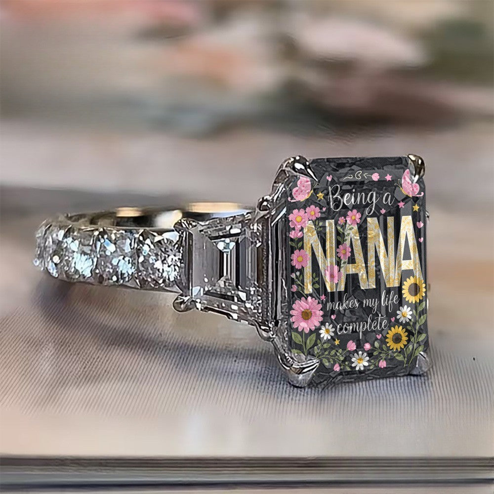 Her Nana Floral Square Ring
