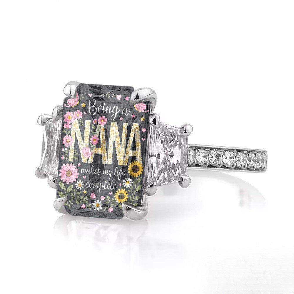 Her Nana Floral Square Ring