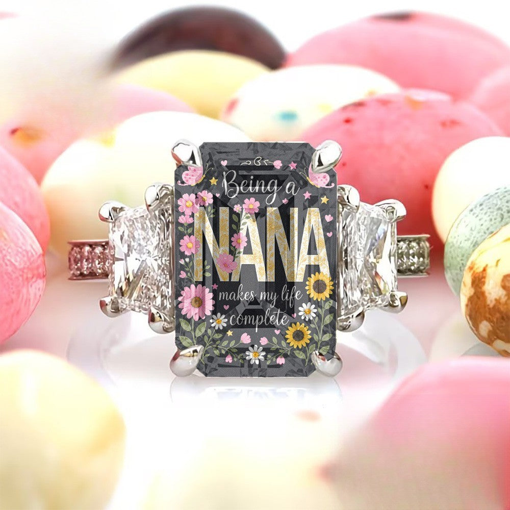 Her Nana Floral Square Ring