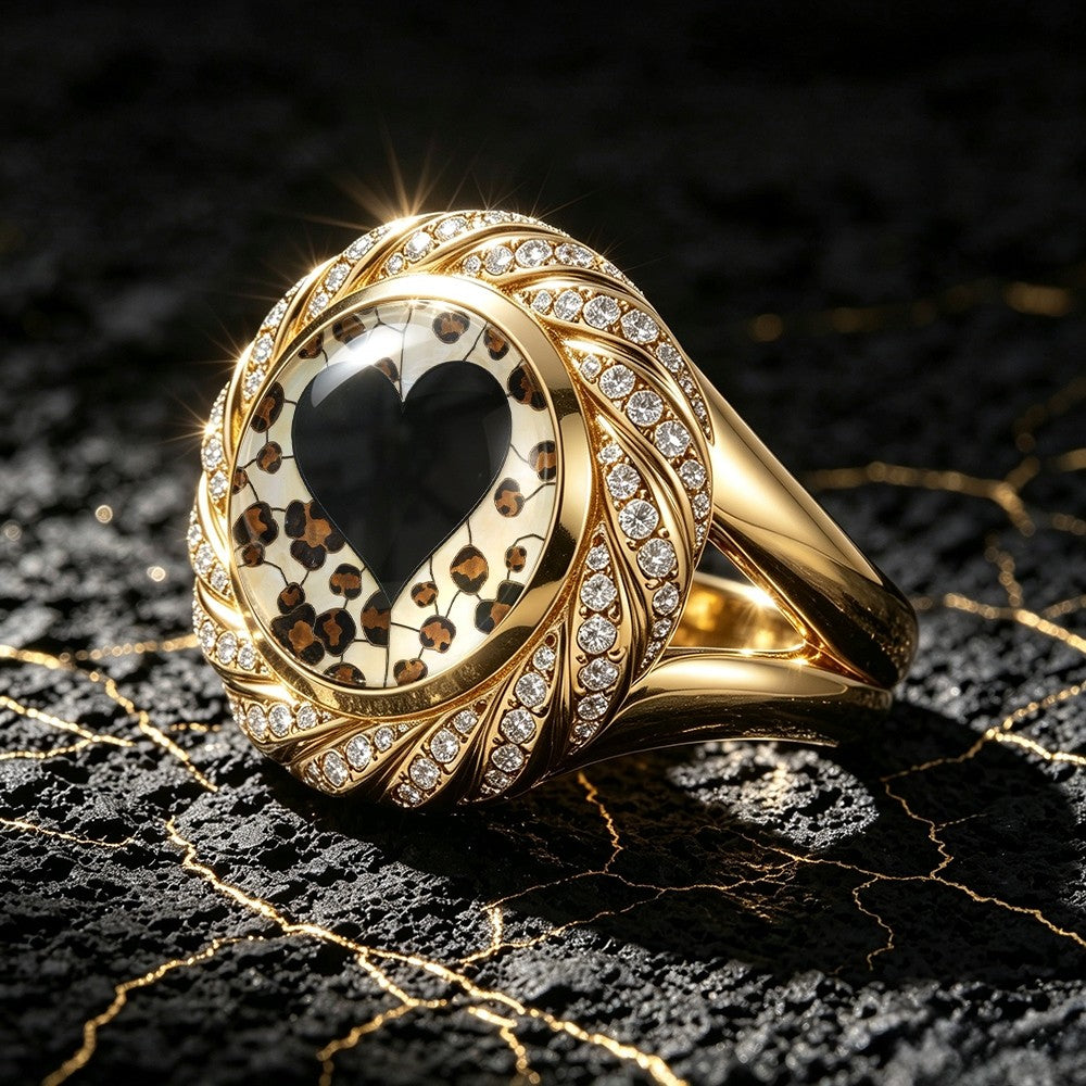 Leopard Heart Statement Ring