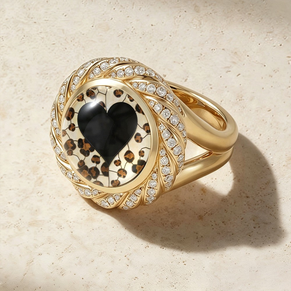 Leopard Heart Statement Ring