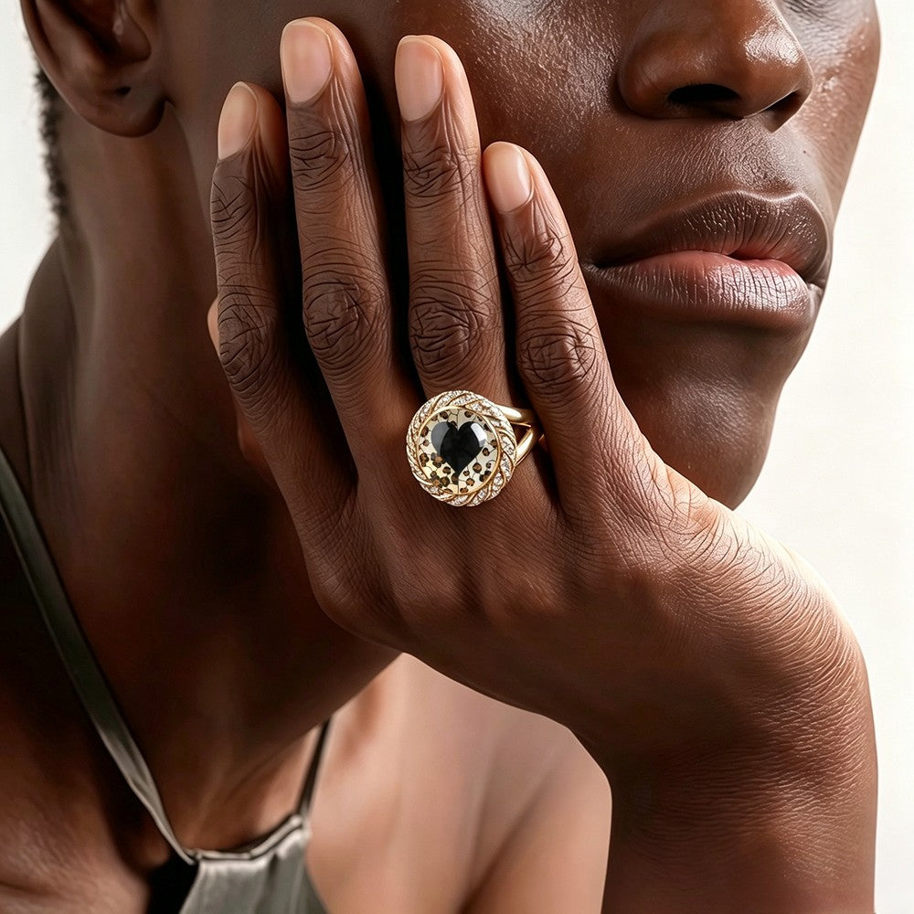 Leopard Heart Statement Ring