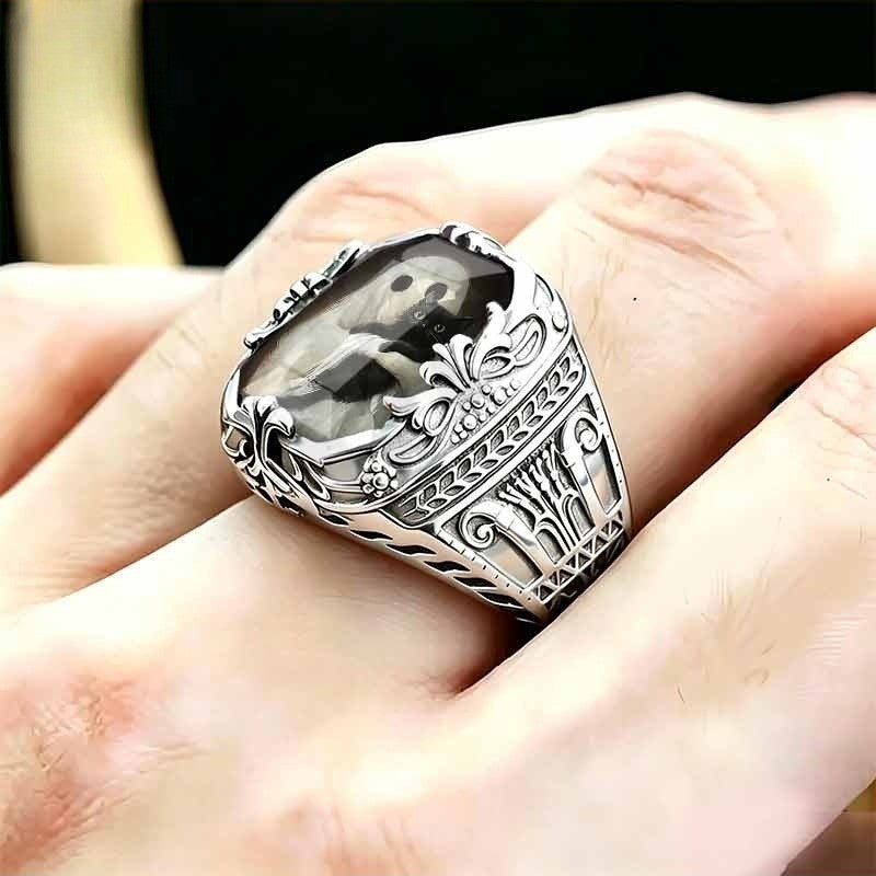 Cat Illustration Square Ring