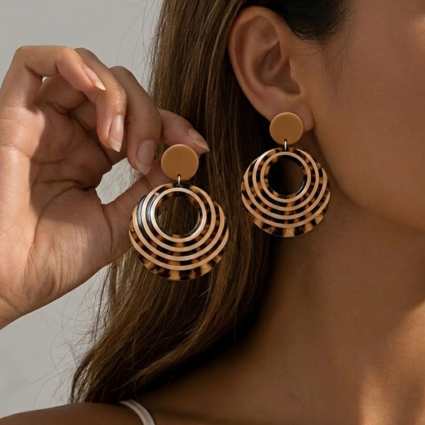 Leopard Concentric Circle Earrings