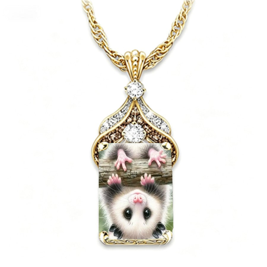 Opossum Portrait Pendant Necklace