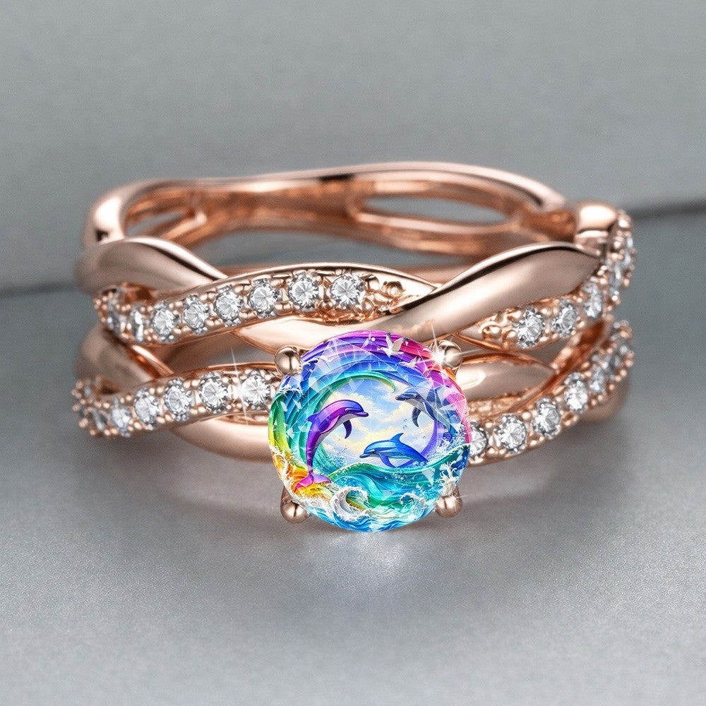 Rainbow Dolphin Ring
